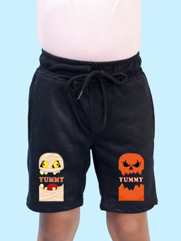 Nusyl - Boys Black Yummy Graphic Printed Shorts