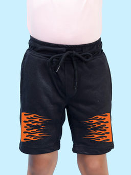 Nusyl - Boys Black Flames Printed Shorts