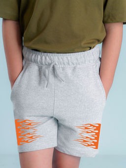 Nusyl - Boys Grey Flames Printed Shorts