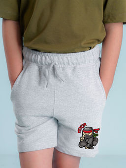 Nusyl - Boys Grey Ninja Graphic Printed Shorts