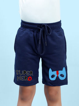 Nusyl - Boys Navy Blue Super Hero Graphic Printed Shorts