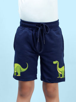 Nusyl - Boys Navy Blue Dinosaur Graphic Printed Shorts