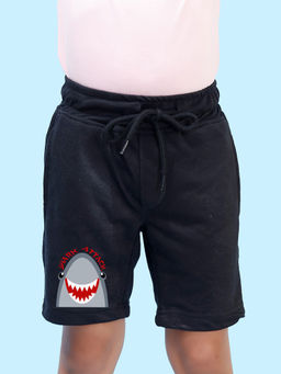 Nusyl - Boys Black Shark Attack Graphic Printed Shorts