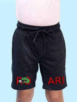 Nusyl - Boys Black Roar Graphic Printed Shorts
