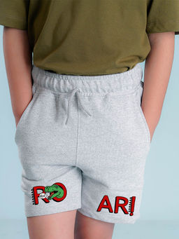 Nusyl - Boys Grey Roar Graphic Printed Shorts