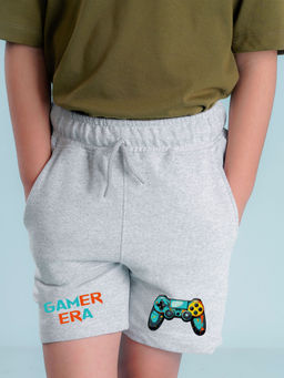 Nusyl - Boys Grey Gamerrera Graphic Printed Shorts