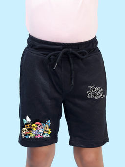 Nusyl - Boys Black Keep Smiling Graphic Printed Shorts