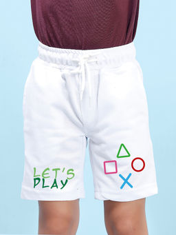 Nusyl - Boys White Lets Play Graphic Printed Shorts