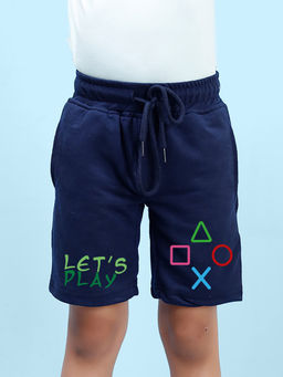 Nusyl - Boys Navy Blue Lets Play Graphic Printed Shorts