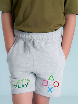 Nusyl - Boys Grey Lets Play Graphic Printed Shorts