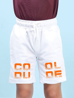 Nusyl - Boys White Cool Dude Printed Shorts