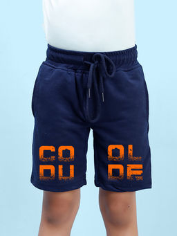 Nusyl - Boys Navy Blue Cool Dude Printed Shorts