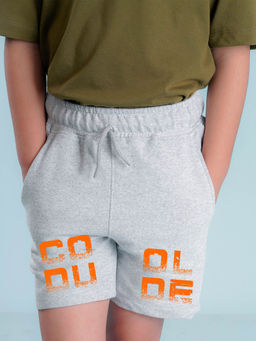 Nusyl - Boys Grey Cool Dude Printed Shorts