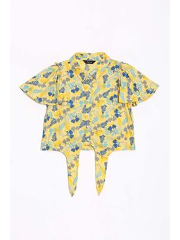 Allen Solly - Girls Yellow Floral Print Casual Top