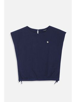 Allen Solly - Girls Navy Textured Casual Top