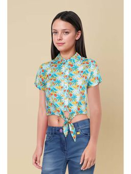 Allen Solly - Girls Blue Floral Print Casual Top