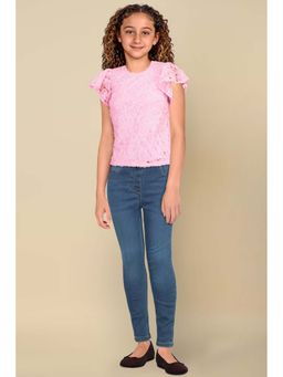 Allen Solly - Girls Pink Self Design Casual Top