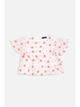 Allen Solly - Girls White Embroidered Casual Top