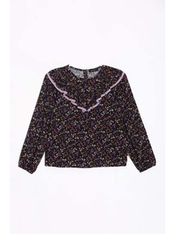 Allen Solly - Girls Black Floral Print Casual Top
