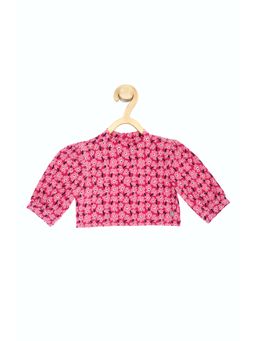 Peter England - Girls Pink Print Visit Wear Crop Top