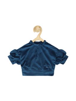 Peter England - Girls Blue Solid Partywear Crop Top