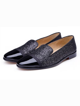 SHUTIQ - Alfari Coal Black Shimmery Patent Leather Loafers