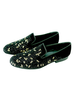 SHUTIQ - Auric Abstract Black Embellished Loafers