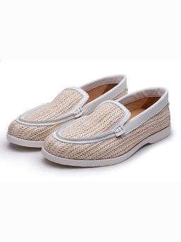 SHUTIQ - Ivory Bere Otimo Woven Loafers