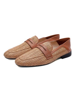 SHUTIQ - Tan Bere Seole Woven Loafers