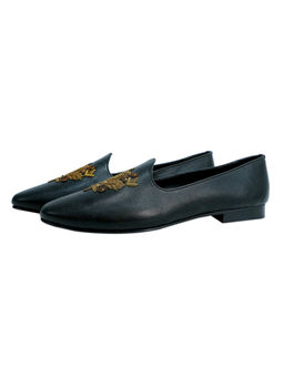 SHUTIQ - Black Antique Leather Mojaris
