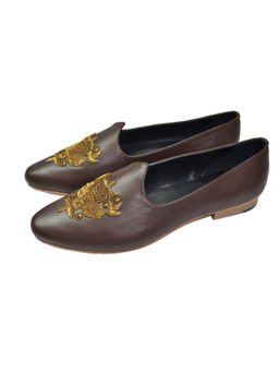 SHUTIQ - Brown Antique Leather Mojaris