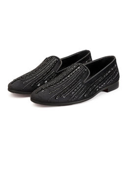 SHUTIQ - Gulzer Coal Black Embellished Loafers