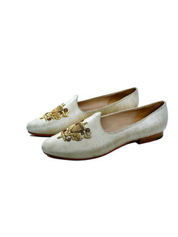 SHUTIQ - Ivory Antique Leather Mojaris
