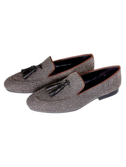 SHUTIQ - Kiltie Tweed Leather Loafers