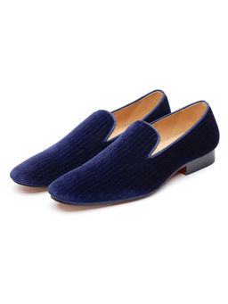 SHUTIQ - Rainy Navy Blue Velvet Loafers