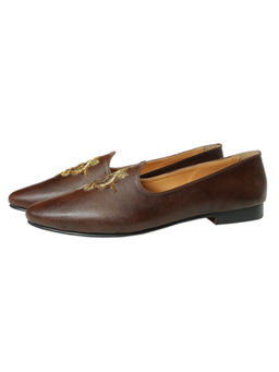 SHUTIQ - Sadira Antique Tan Leather Mojaris