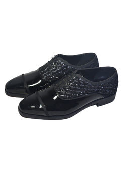 SHUTIQ - Shimmer Patent Black Laceups Derbies