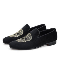 SHUTIQ - Sugar Skull Gold Embroidered Loafers