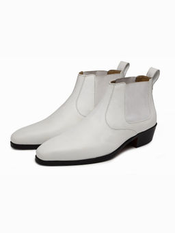 SHUTIQ - Off White Blanco Chelsea Boots