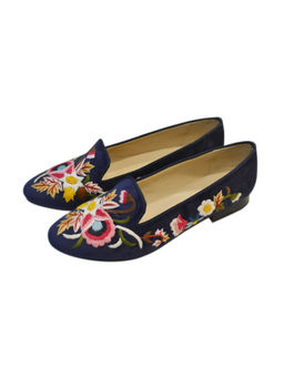 SHUTIQ - Florid Navy Blue Shoes