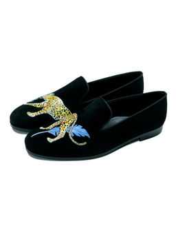 SHUTIQ - Leopard Canvas Coal Black Shoes