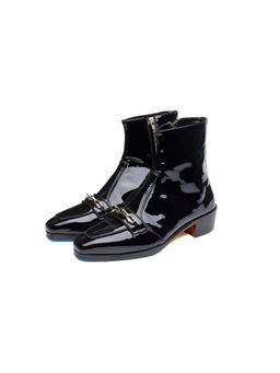 SHUTIQ - Black Prism Mid Top Leather Casual Boots