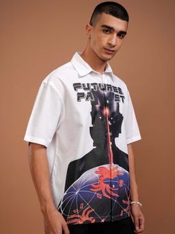 HIGHLANDER - Men White Graphic Print Relaxed Fit Shirt