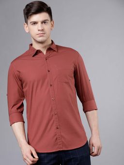 HIGHLANDER - Men Rust Slim Fit Solid Casual Shirt
