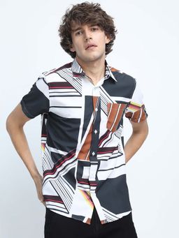 HIGHLANDER - Men Multi-Color Printed Slim Fit Casual Shirt