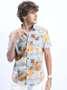 HIGHLANDER - Men Multi-Color Slim Fit Tie and Dye Casual Shirt