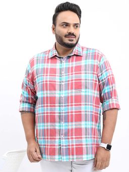 HIGHLANDER - Men Multi-Color Plus Size Slim Fit Checks Casual Shirt