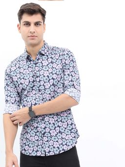 HIGHLANDER - Men Multi-Color Floral Printed Slim Fit Cotton Casual Shirt