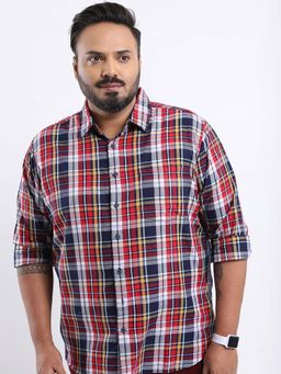 HIGHLANDER - Men Multi-Color Checks Plus Size Regular Fit Shirt