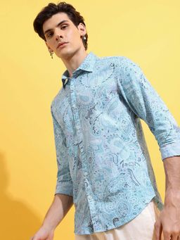 HIGHLANDER - Men Blue Slim Fit Paisley Printed Cotton Casual Shirt